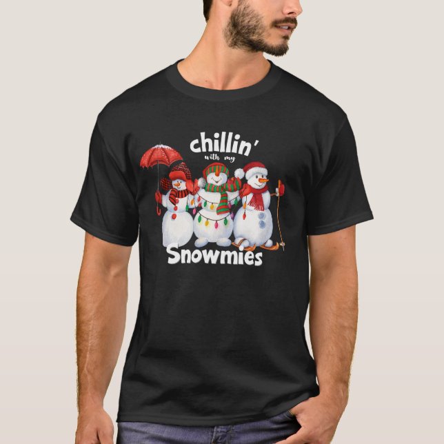 Rolig Snömannen Jul T Shirt (Framsida)