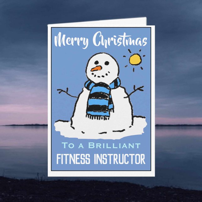 Rolig Snömannen Julkort för Fitnessinstruktör Helgkort (Skapare uppladdad)