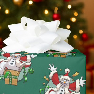 Rolig Snömannen Tomte Jul Överraskning Tecknad Presentpapper
