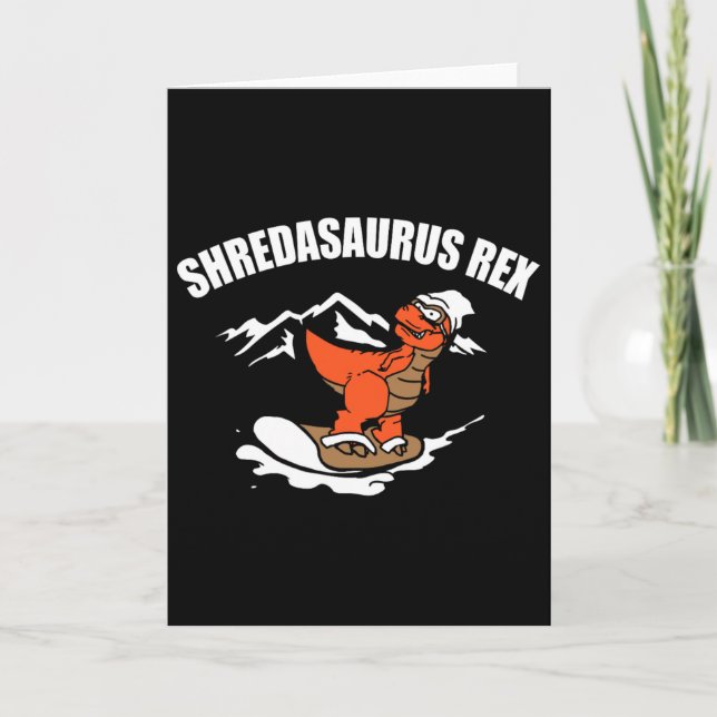 Rolig Snowboard-dinosaur Present Till Snowboard-åk Kort (Framsida)