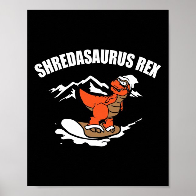 Rolig Snowboard-Dinosaur Present Till Snowboard-Ba Poster (Framsidan)