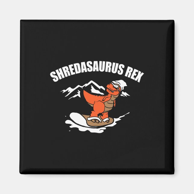 Rolig Snowboard-dinosaur Present Till Snowboardbar Magnet (Framsidan)