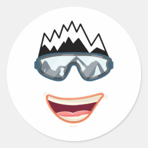 Rolig Snowboard Snowboardåkare Skidåkning Ansikte Runt Klistermärke