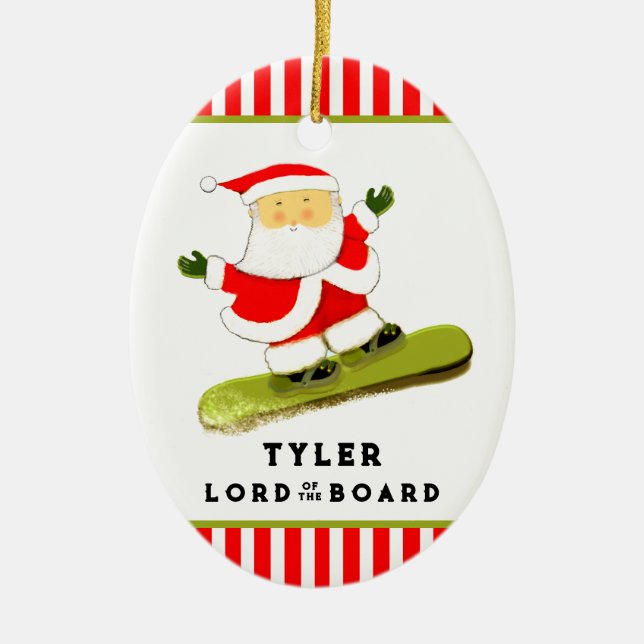 Rolig Snowboardåkare Snowboard Julgransprydnad Keramik (Framsidan)