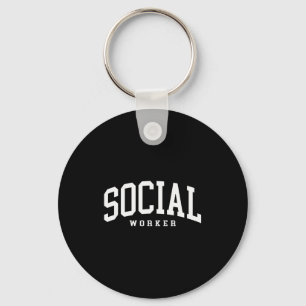 Rolig socialarbetare retro skolkurator nyckelring
