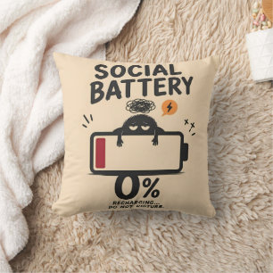 Rolig Socialt Batteri 0 Procent Laddar Kast Kudde