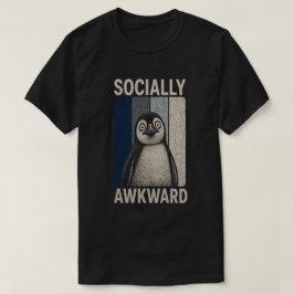 Rolig socialt klumpig pingvin retro humor t shirt