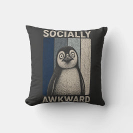 Rolig socialt obekväm pingvin retro humor kudde