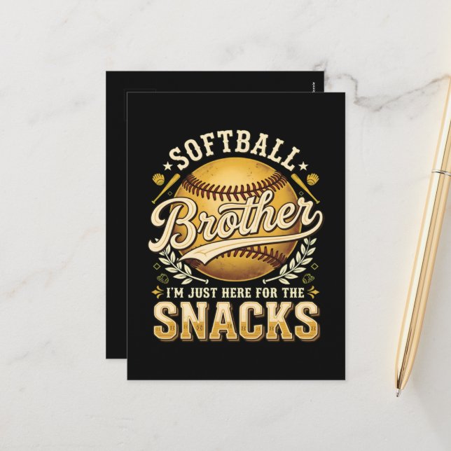 Rolig Softboll Bror Snacks Sport Helg Vykort (Fram/Back In Situ)