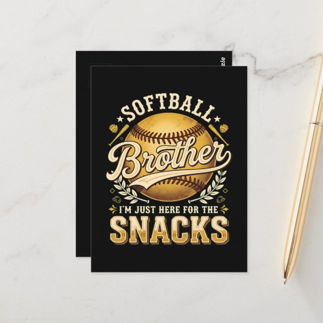 Rolig Softboll Bror Snacks Sport Vykort (Fram/Back In Situ)