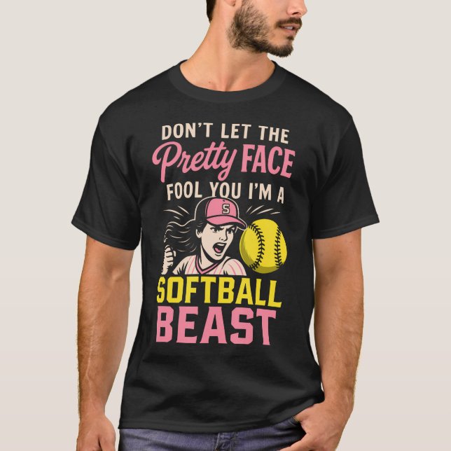 Rolig Softboll Konst För Softboll T Shirt (Framsida)