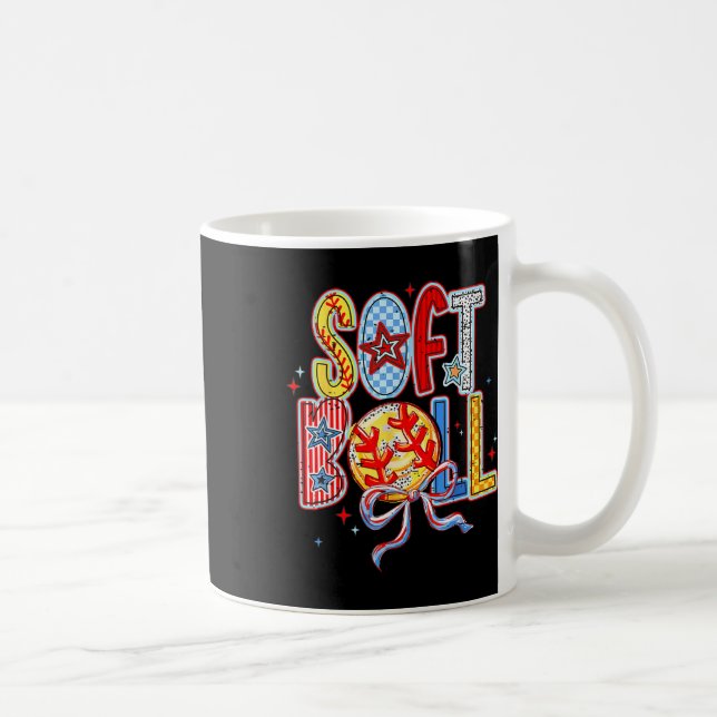 Rolig Softboll Mamma Baseball Mamma Mors Dag  Kaffemugg (Höger)