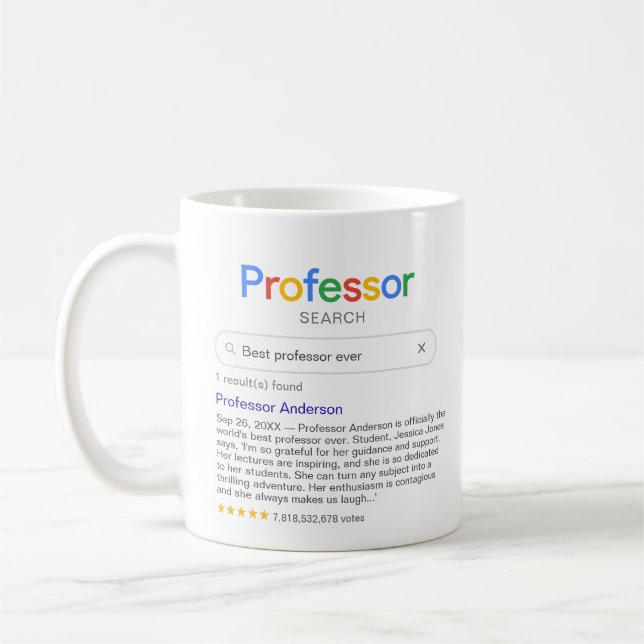 Rolig sökning efter bästa professor med personligt kaffemugg (Vänster)