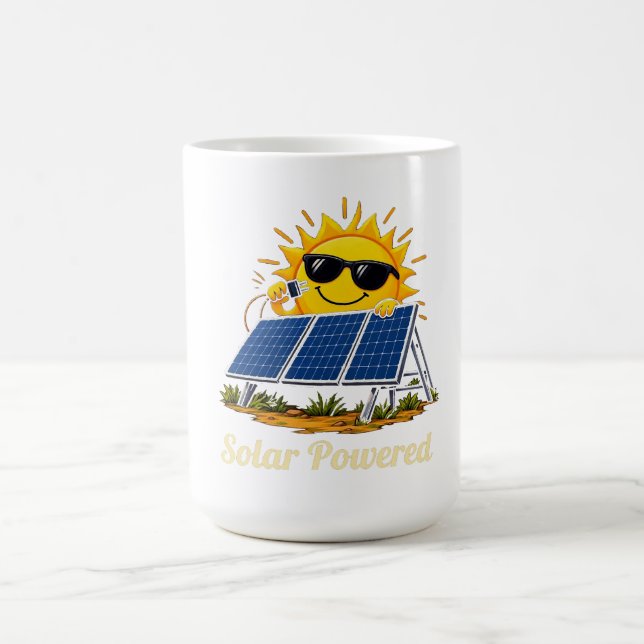 Rolig solcellsdriven sol och solpanelskaffekopp kaffemugg (Center)