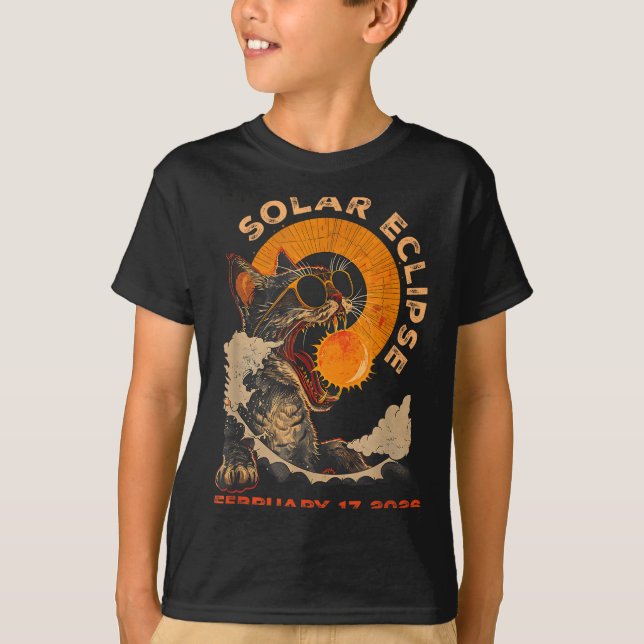 Rolig solförmörkelse 17 februari katt t shirt (Framsida)
