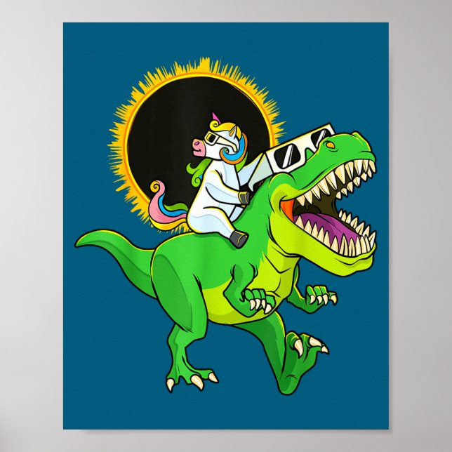 Rolig solförmörkelse enhörning ridande Rex Poster (Framsidan)