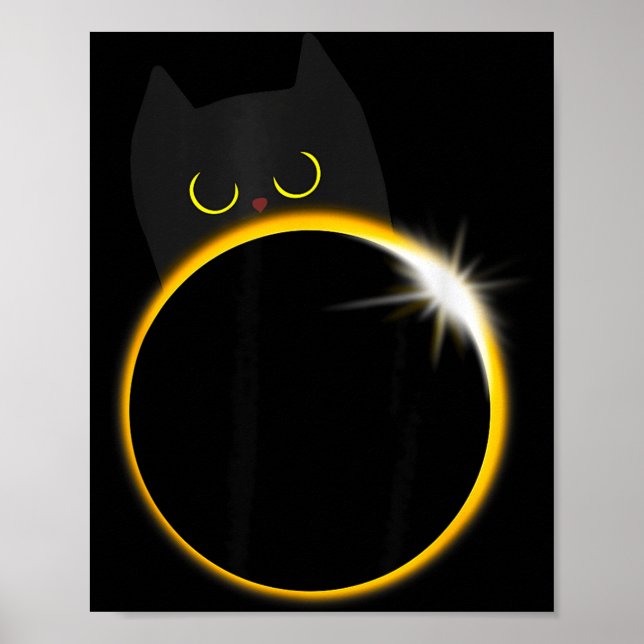 Rolig solförmörkelse svart katt älskare poster (Framsidan)