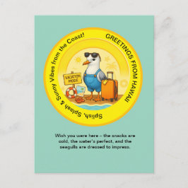 rolig solig destination mås strand hälsning  vykort