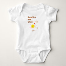 Rolig "Solsken och Kaos" Baby T-Shirt - Söt Kaw