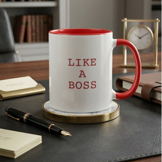 Rolig som en chef Citat Tvåtons kaffemugg  (Funny Like a Boss Quote Two Tone Coffee Mug with Cute Motivational Saying!)