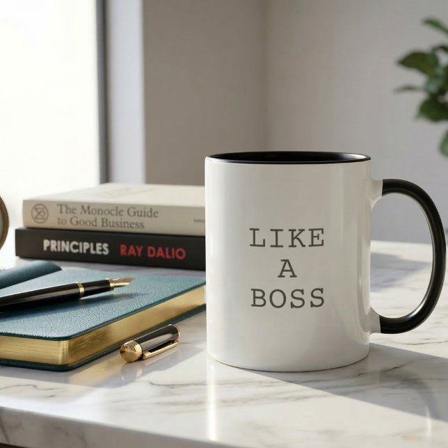 Rolig Som En Chef Citat Tvåtons Kaffemugg (Funny Like a Boss Quote Two Tone Coffee Mug with Cute Motivational Saying!)