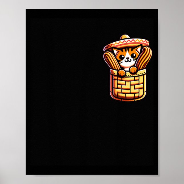 Rolig Sombrero Katt Churros Ficka Cinco De Mayo Ki Poster (Framsidan)