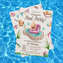 Rolig sommar Capybara pool fest Inbjudningar