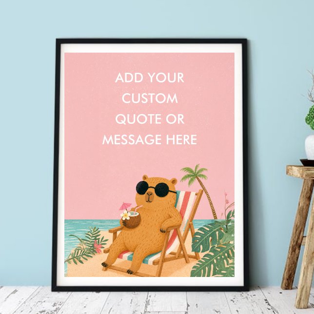 Rolig sommar capybara strand-Skapa din egen Citat Poster (Funny Summer Capybara Beach-Create Your Own Quate Poster)
