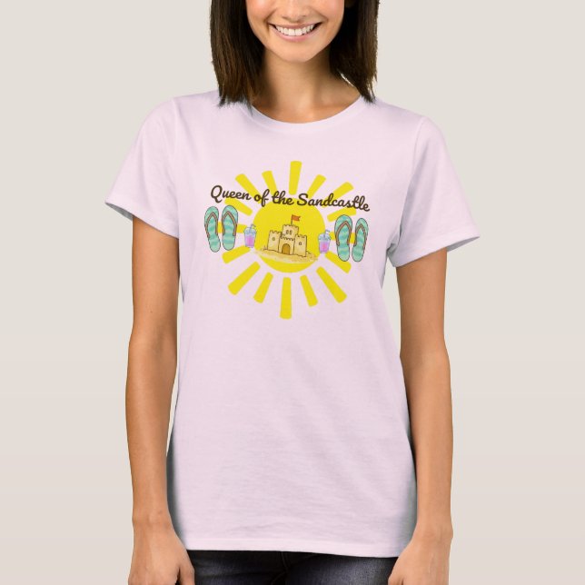 Rolig sommar-drottning av sandslottet t-shirt (Framsida)