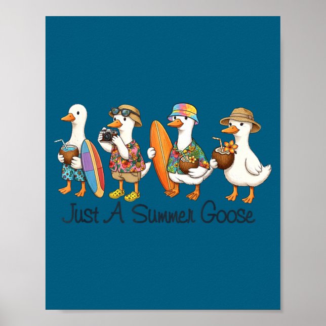 Rolig sommar gås strand anka surf semester söt poster (Framsidan)