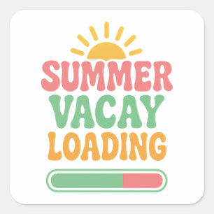 Rolig sommarledighet på gång Retro semester Fyrkantigt Klistermärke