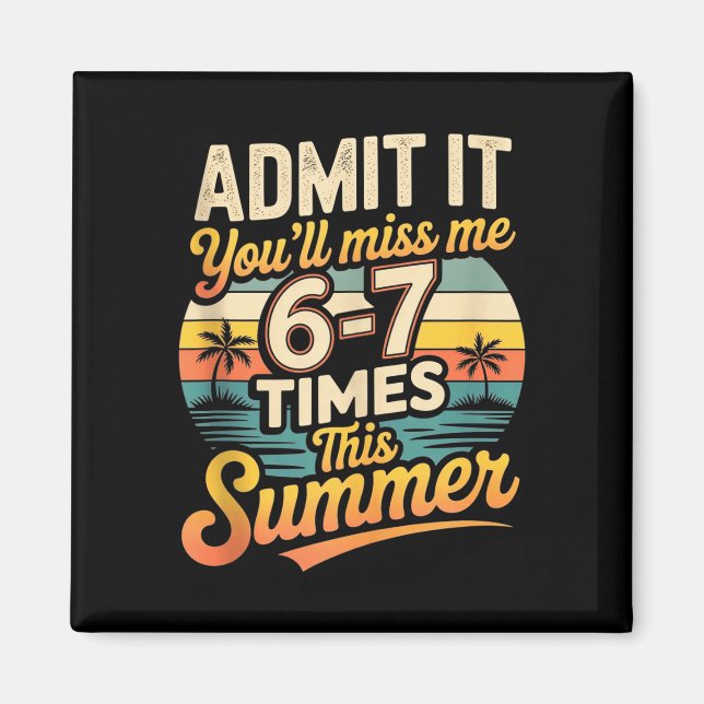 Rolig sommarlov retro strand humor saknas magnet (Framsidan)