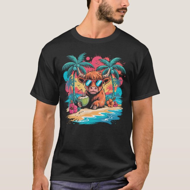 Rolig sommarstämning för tropisk höglands-ko t shirt (Framsida)