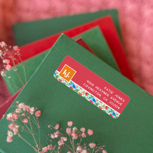 Rolig sommarstilfull monogram returadressetikett returadress etikett