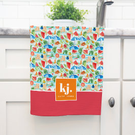 Rolig sommarstilig monogramköksduk kökshandduk