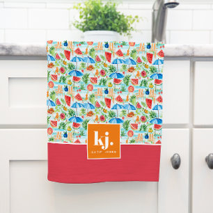 Rolig sommarstilig monogramköksduk kökshandduk