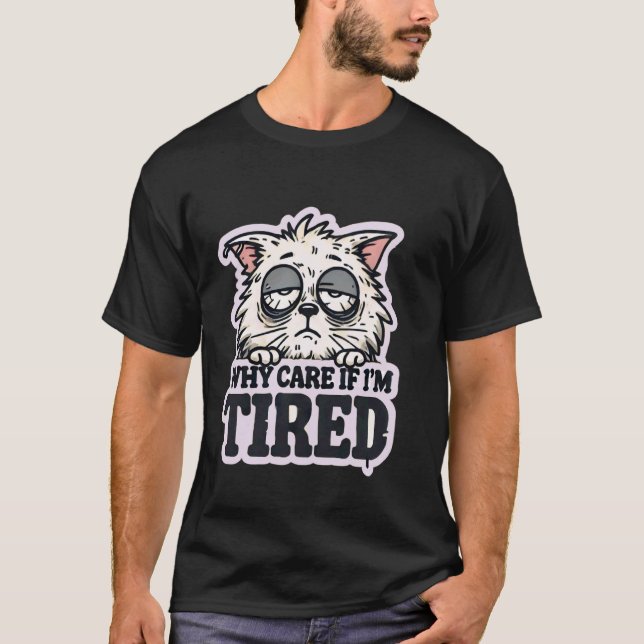 Rolig Sömnig Katt - Lat Moods Designs T Shirt (Framsida)