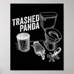 Rolig Söndertrasad Panda Berusad Tvättbjörn Meme A Poster