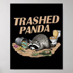 Rolig Söndertrasad Panda Tvättbjörn Blir Berusad T Poster