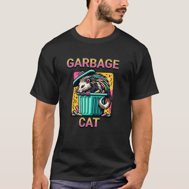 Rolig Sopor Katt Possum Design T Shirt (Framsida)