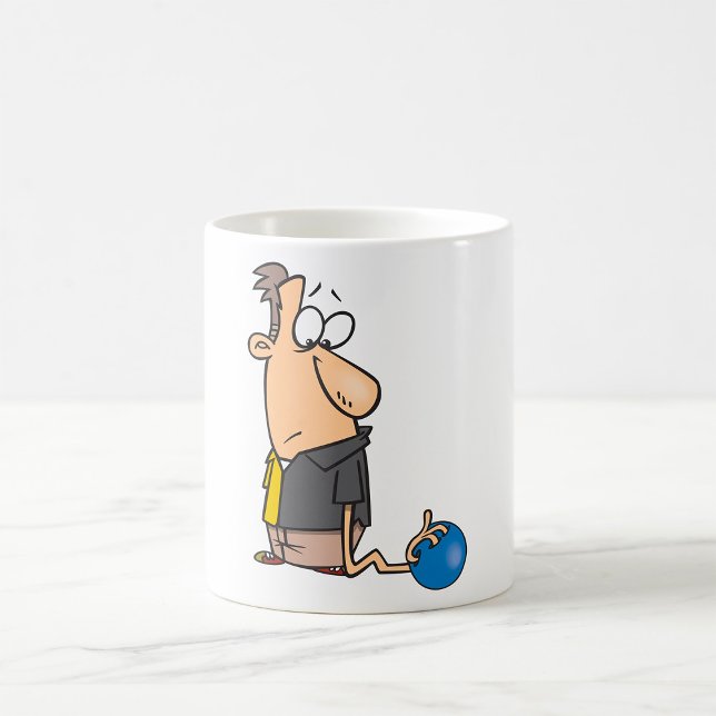 Rolig Sorgsen Bowlare Karaktär med Bowlingsboll Kaffemugg (Skapare uppladdad)