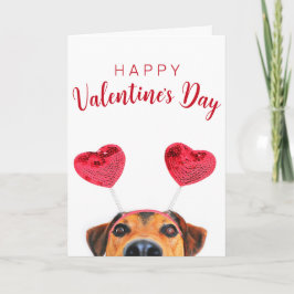 Rolig söt Alla hjärtans dag hund hjärnhuvudband Kort
