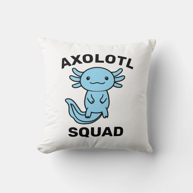 Rolig söt Axolotl-festklan redigerbar blå rosa Kudde (Framsida)