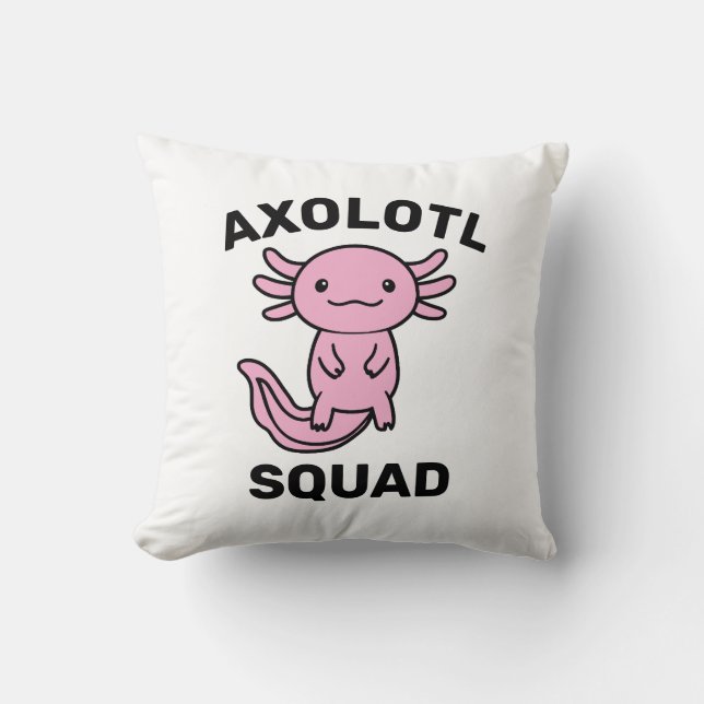 Rolig söt Axolotl-festklan redigerbar blå rosa Kudde (Framsida)