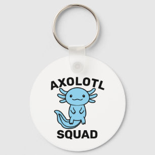 Rolig söt Axolotl-festklubb redigerbar blå rosa Nyckelring