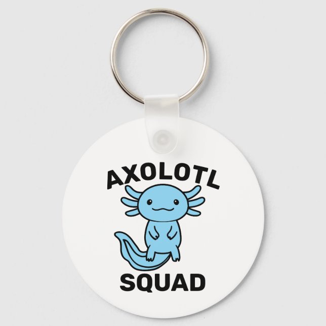 Rolig söt Axolotl-festklubb redigerbar blå rosa Nyckelring (Framsida)