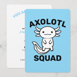 Rolig söt Axolotl-styrka anpassningsbar blå Inbjudningar