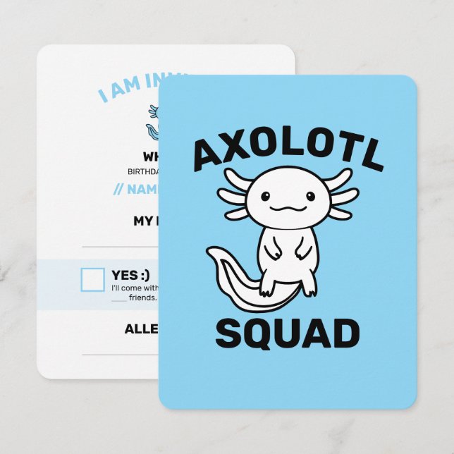 Rolig söt Axolotl-styrka anpassningsbar blå OSA Kort (Fram/baksida)