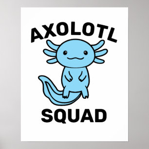Rolig söt Axolotl-styrka anpassningsbar blå Poster
