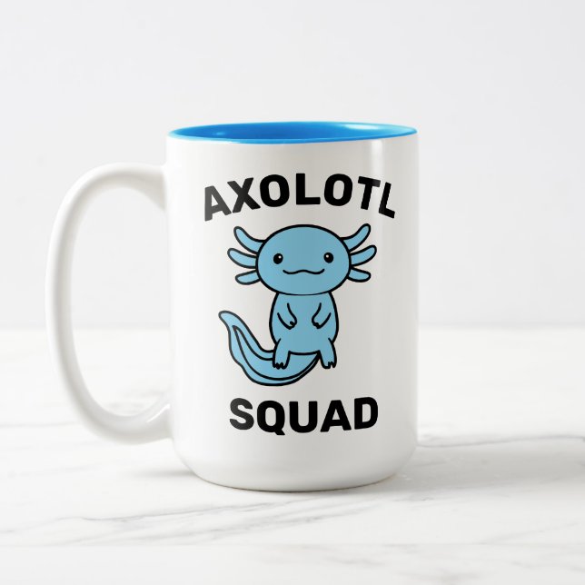 Rolig söt Axolotl-styrka anpassningsbar blå Två-Tonad Mugg (Vänster)
